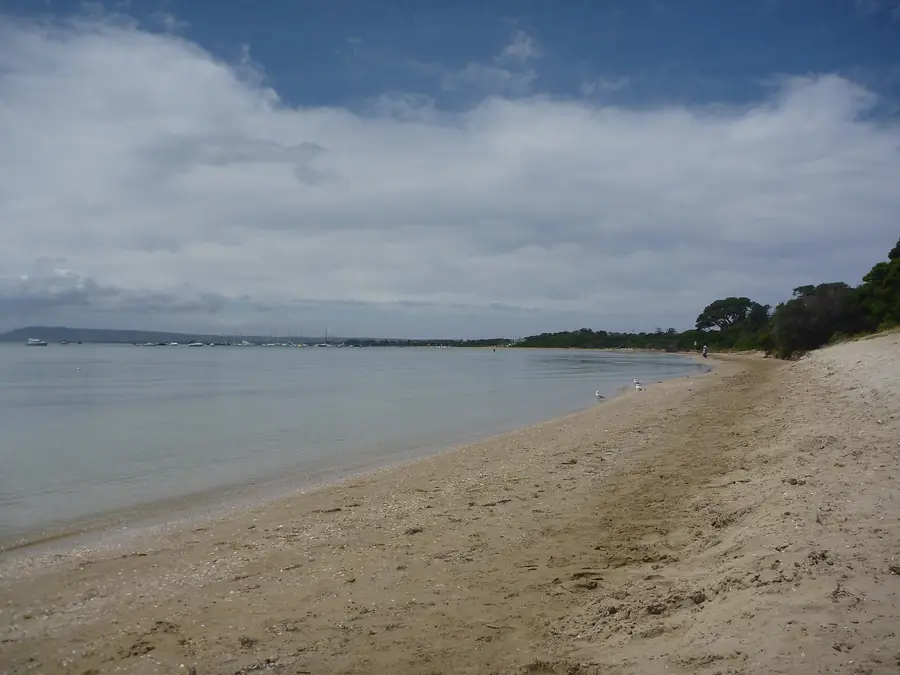 The calm bay beach at Rye